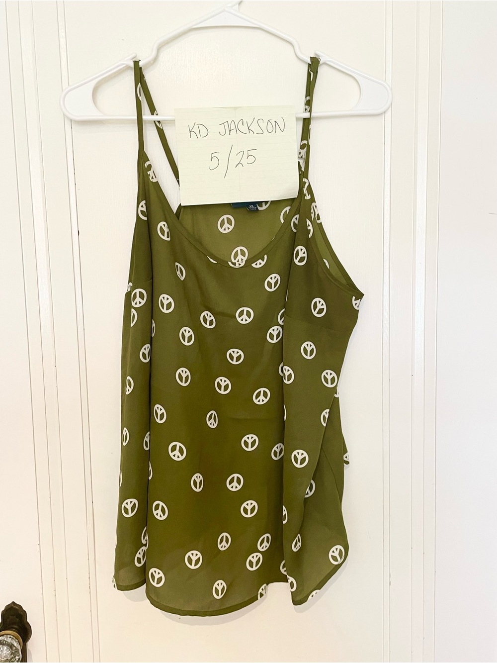 ModCloth Olive Green Peace Sign Camisole